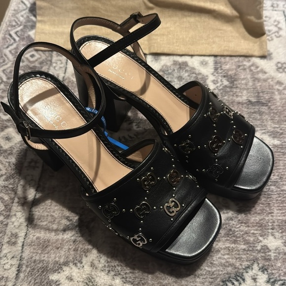 Gucci Black Studded Heels leather size 6 Authentic - Picture 2 of 11